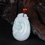 Chinese Hand Carved Burma Jade Dragon Pendant Lucky Amulet JiXiangRuYi