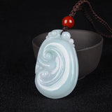 Chinese Hand Carved Burma Jade Dragon Pendant Lucky Amulet JiXiangRuYi