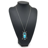 Chinese Retro Turquoise Owl Pendant Necklace Sweater Chain Jewellery