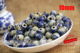 Chinoiserie 10/12mm Ceramic Ball Beads, Round Spacer Beads for Jewelry DIY