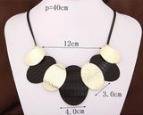 Metal Sheets Pendant Choker Necklace Women Statement Leather Necklaces