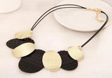Metal Sheets Pendant Choker Necklace Women Statement Leather Necklaces