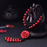 Cinnabar Sweater Chain Peony Flower Pendant Necklace
