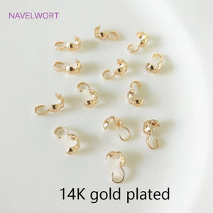 Clamshell Bead Tips Knot Covers, 14k/18k Plated Thread Clip Buckles
