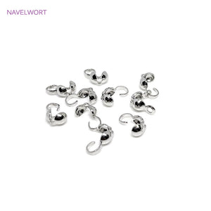 Clamshell Bead Tips Knot Covers, 14k/18k Plated Thread Clip Buckles