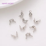 Clamshell Bead Tips Knot Covers, 14k/18k Plated Thread Clip Buckles