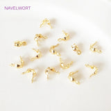 Clamshell Bead Tips Knot Covers, 14k/18k Plated Thread Clip Buckles