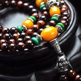 Red Tiger Eye Stone Bracelet 108 Buddha Beads 6mm Round Tibetan Lucky
