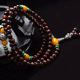 Red Tiger Eye Stone Bracelet 108 Buddha Beads 6mm Round Tibetan Lucky