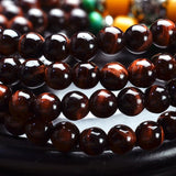 Red Tiger Eye Stone Bracelet 108 Buddha Beads 6mm Round Tibetan Lucky