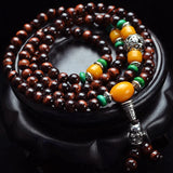 Red Tiger Eye Stone Bracelet 108 Buddha Beads 6mm Round Tibetan Lucky