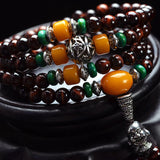 Red Tiger Eye Stone Bracelet 108 Buddha Beads 6mm Round Tibetan Lucky