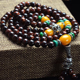 Red Tiger Eye Stone Bracelet 108 Buddha Beads 6mm Round Tibetan Lucky