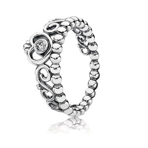 925 Sterling Silver Flower Crown Ring with Zircon - Party Jewelry Gift
