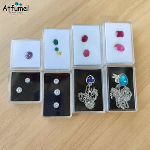 Clear Diamond & Gemstone Display Case Jewelry Storage Box