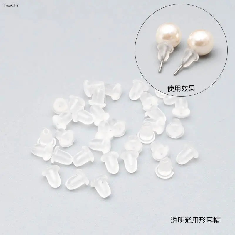 Clear Plastic Ear Hooks Back Post Nuts Rubber Earring Backs Stoppers