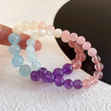 Pink Moonstone Crystal Bracelet Duobao Round Beads Row Handmade Jewelry