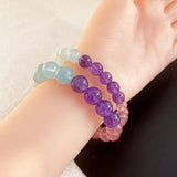 Pink Moonstone Crystal Bracelet Duobao Round Beads Row Handmade Jewelry