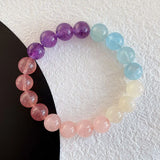 Pink Moonstone Crystal Bracelet Duobao Round Beads Row Handmade Jewelry