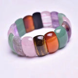 Tiger Eyes Stone Bracelet with Purple Beads Hand Row Bangle Jewelry