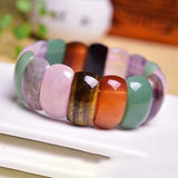 Tiger Eyes Stone Bracelet with Purple Beads Hand Row Bangle Jewelry