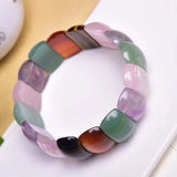 Tiger Eyes Stone Bracelet with Purple Beads Hand Row Bangle Jewelry