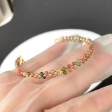 Tourmaline Stone Bracelet Round Bead Crystal Adjustable Bracelet for Girl Gift