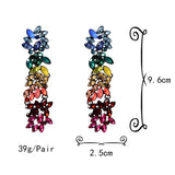 Colorful Crystals Long Drop Earrings For Women Fine Jewelry Accessories