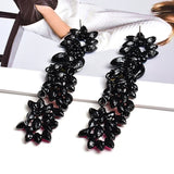 Colorful Crystals Long Drop Earrings For Women Fine Jewelry Accessories