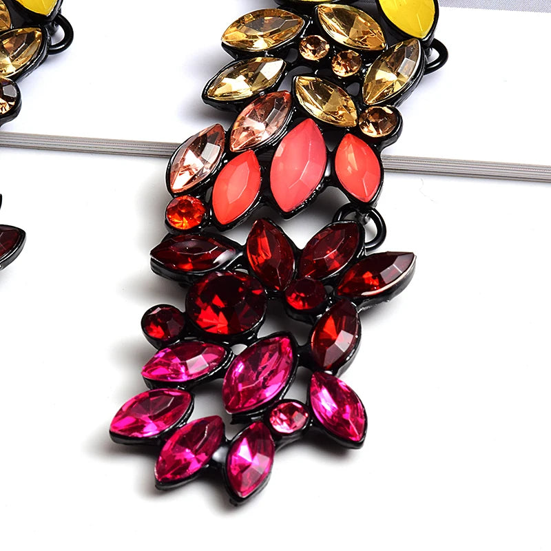 Colorful Crystals Long Drop Earrings For Women Fine Jewelry Accessories
