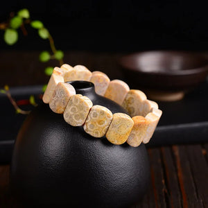 Coral Stone Bracelets Chrysanthemum Hand String Lucky Crystal Jewelry
