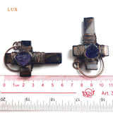 Wire Wrapped Agate Amethyst Gemstone Healing Circle Charms Pendant Necklace Set
