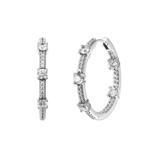 Crystal Body Jewelry Set Silver Round Earrings for Women