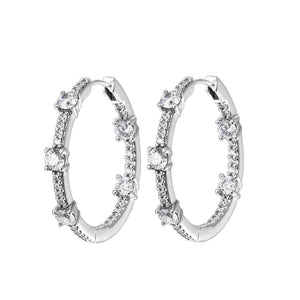 Crystal Body Jewelry Set Silver Round Earrings for Women