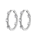 Crystal Body Jewelry Set Silver Round Earrings for Women