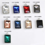 Rhinestone Rectangle Charms 12*21mm 60pcs Silver Tone Plated DIY Jewelry