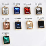Rhinestone Rectangle Charms 12*21mm 60pcs Silver Tone Plated DIY Jewelry