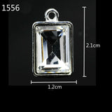 Rhinestone Rectangle Charms 12*21mm 60pcs Silver Tone Plated DIY Jewelry