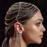 Crystal Tassel Head Chain Flapper Cap Wedding Jewelry