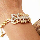 Personalized Name Bracelet Stainless Steel Double Bangles