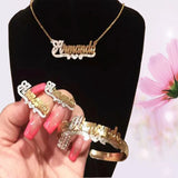 Personalized Name Bracelet Stainless Steel Double Bangles