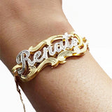 Personalized Name Bracelet Stainless Steel Double Bangles