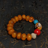 Buddha Eyes Longevity Agate Dzi Beads Bracelet