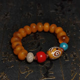 Buddha Eyes Longevity Agate Dzi Beads Bracelet
