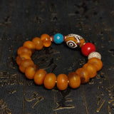 Buddha Eyes Longevity Agate Dzi Beads Bracelet