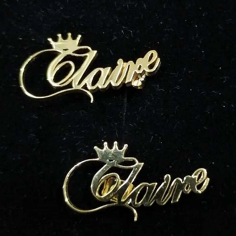 Crown Initial Name Earrings for Women Stainless Steel Jewelry