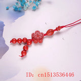 Cinnabar Plum blossom Phone Chain DIY Key Ring Jewellery Man Woman Luck Amulet