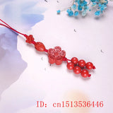 Cinnabar Plum blossom Phone Chain DIY Key Ring Jewellery Man Woman Luck Amulet