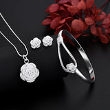 925 Silver Charm Flower Jewelry Set Wedding Gift