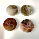 Czech Carnelian Agat 45x8mm Coin Gem Stone Healing Reiki Chakra Palm Stone